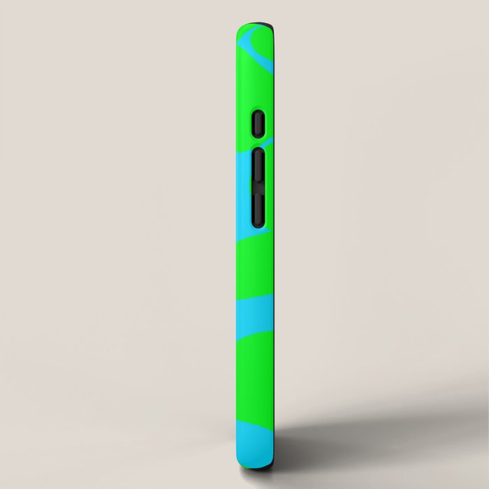 Large Retro Flowers Neon Green Petals Turquoise Background Summer Vibes #decor #society6 #buyart iPhone Case Gallery Image 2