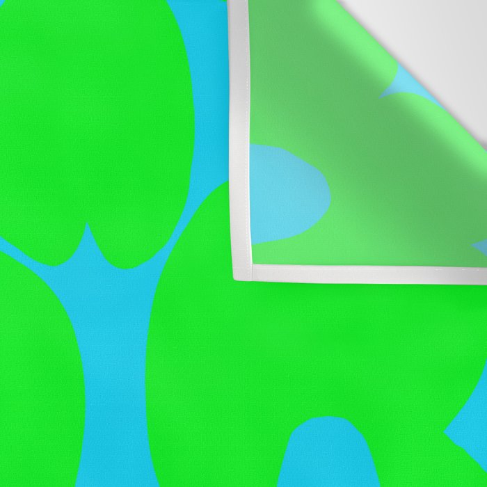 Large Retro Flowers Neon Green Petals Turquoise Background Summer Vibes #decor #society6 #buyart Wall Tapestry Gallery Image 3