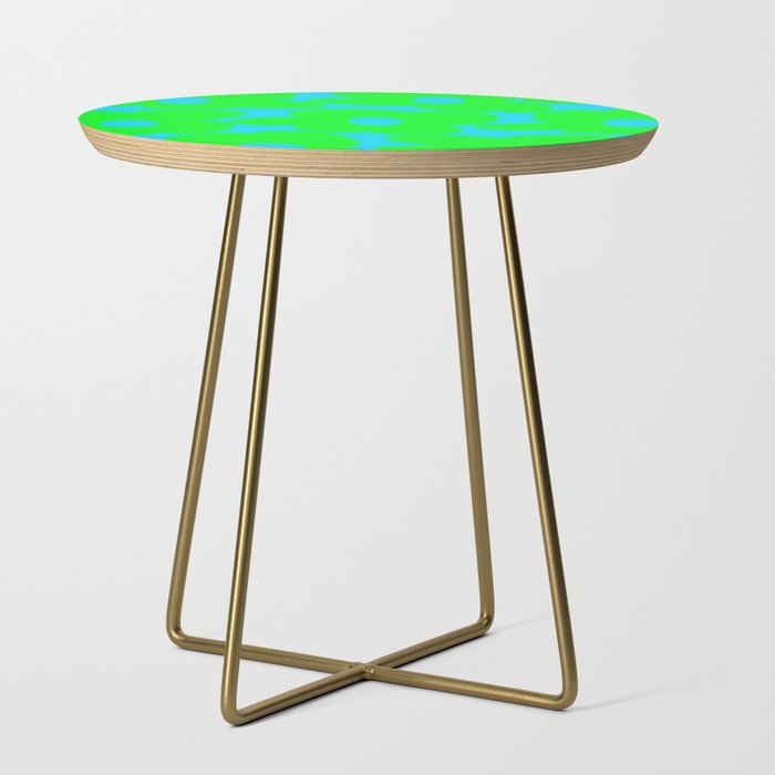 Large Retro Flowers Neon Green Petals Turquoise Background Summer Vibes #decor #society6 #buyart Side Table Gallery Image 1