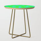 Large Retro Flowers Neon Green Petals Turquoise Background Summer Vibes #decor #society6 #buyart Side Table Gallery Image 1