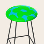 Large Retro Flowers Neon Green Petals Turquoise Background Summer Vibes #decor #society6 #buyart Stool Gallery Image 2