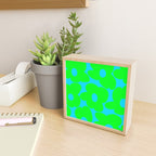 Large Retro Flowers Neon Green Petals Turquoise Background Summer Vibes #decor #society6 #buyart Mini Art Print Gallery Image 2