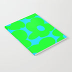 Large Retro Flowers Neon Green Petals Turquoise Background Summer Vibes #decor #society6 #buyart Notebook Gallery Image 2