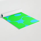 Large Retro Flowers Neon Green Petals Turquoise Background Summer Vibes #decor #society6 #buyart Yoga Mat Gallery Image 2