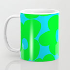 Large Retro Flowers Neon Green Petals Turquoise Background Summer Vibes #decor #society6 #buyart Coffee Mug Gallery Image 3