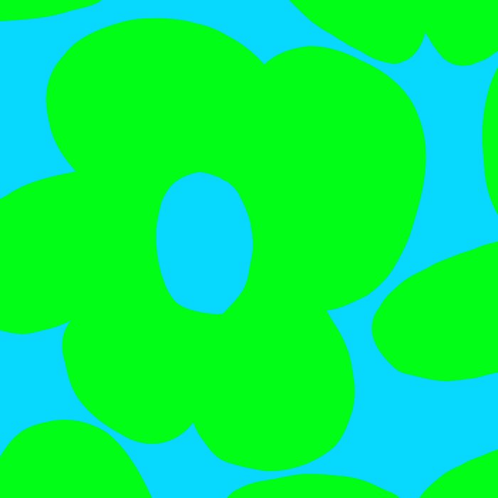 Large Retro Flowers Neon Green Petals Turquoise Background Summer Vibes #decor #society6 #buyart Coffee Mug Gallery Image 2
