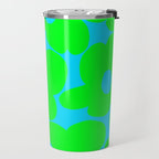 Large Retro Flowers Neon Green Petals Turquoise Background Summer Vibes #decor #society6 #buyart Travel Mug Gallery Image 2