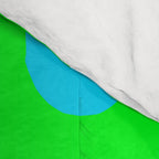 Large Retro Flowers Neon Green Petals Turquoise Background Summer Vibes #decor #society6 #buyart Comforter Gallery Image 4