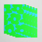 Large Retro Flowers Neon Green Petals Turquoise Background Summer Vibes #decor #society6 #buyart Wrapping Paper Gallery Image 3