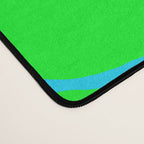 Large Retro Flowers Neon Green Petals Turquoise Background Summer Vibes #decor #society6 #buyart Desk Mat Gallery Image 4