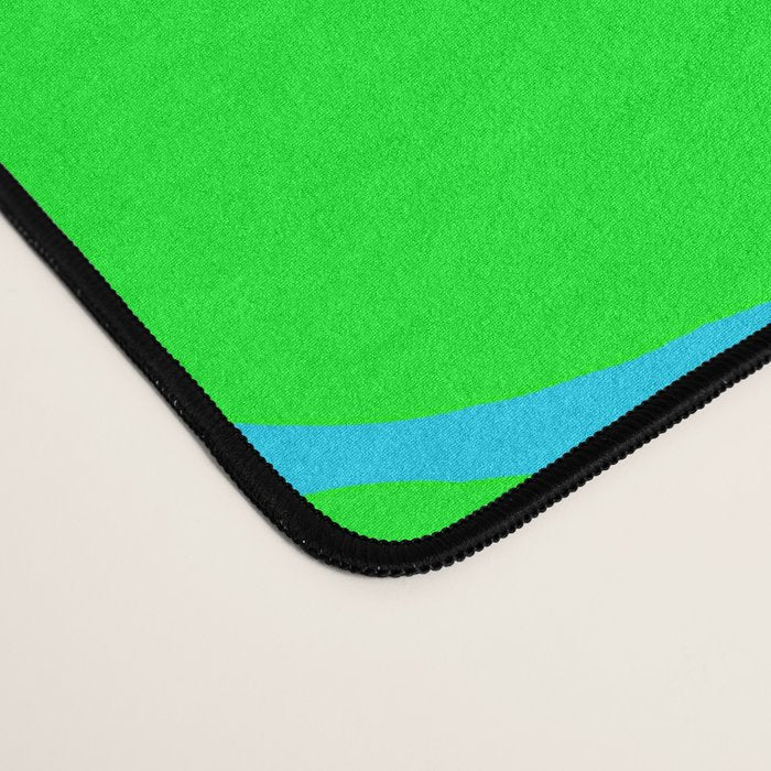 Large Retro Flowers Neon Green Petals Turquoise Background Summer Vibes #decor #society6 #buyart Desk Mat Gallery Image 4