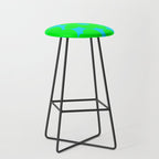 Large Retro Flowers Neon Green Petals Turquoise Background Summer Vibes #decor #society6 #buyart Stool Gallery Image 1