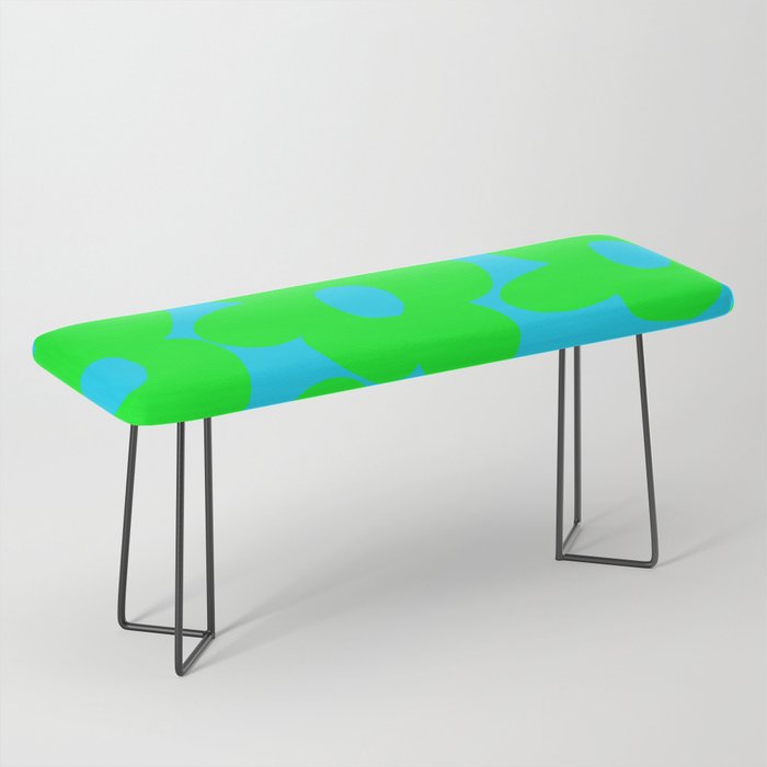 Large Retro Flowers Neon Green Petals Turquoise Background Summer Vibes #decor #society6 #buyart Bench Gallery Image 1