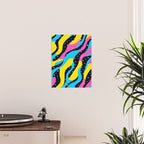 Colorful retro neon wave art pattern Poster Gallery Image 2