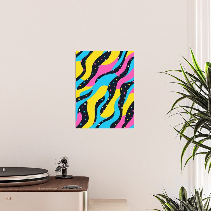 Colorful retro neon wave art pattern Poster Gallery Image 2