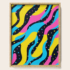 Colorful retro neon wave art pattern Serving Tray Gallery Image 1
