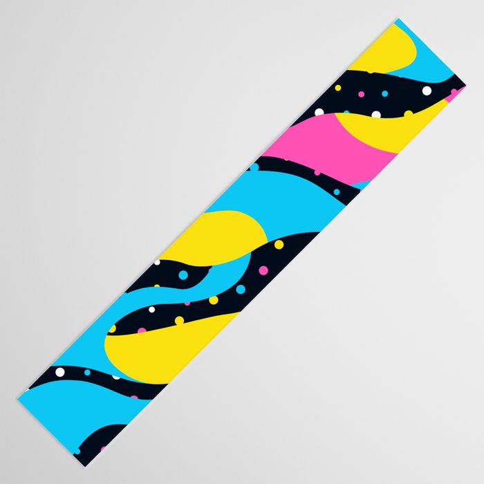 Colorful retro neon wave art pattern Table Runner Gallery Image 3