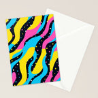 Colorful retro neon wave art pattern Stationery Card Gallery Image 2