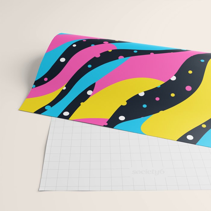 Colorful retro neon wave art pattern Wrapping Paper Gallery Image 2