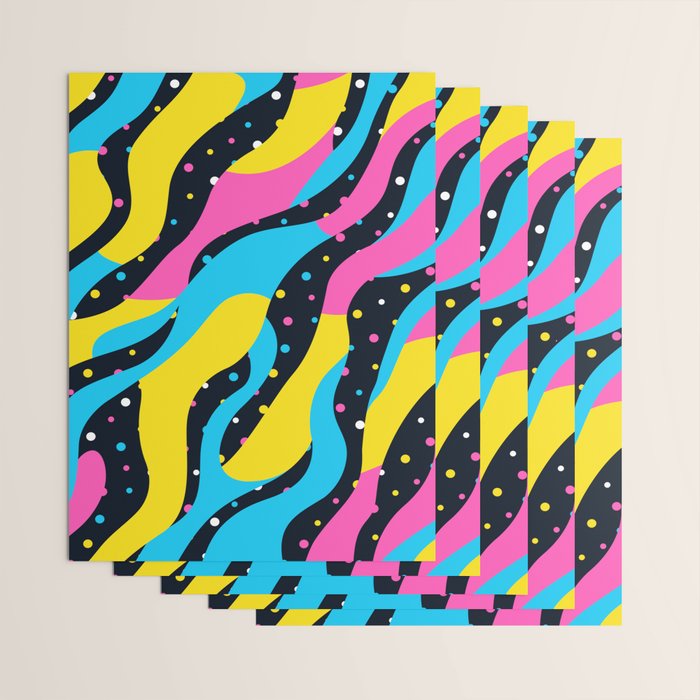 Colorful retro neon wave art pattern Wrapping Paper Gallery Image 3