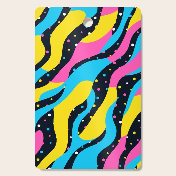 Colorful retro neon wave art pattern Cutting Board Gallery Image 1