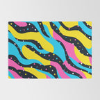 Colorful retro neon wave art pattern Rug Gallery Image 2