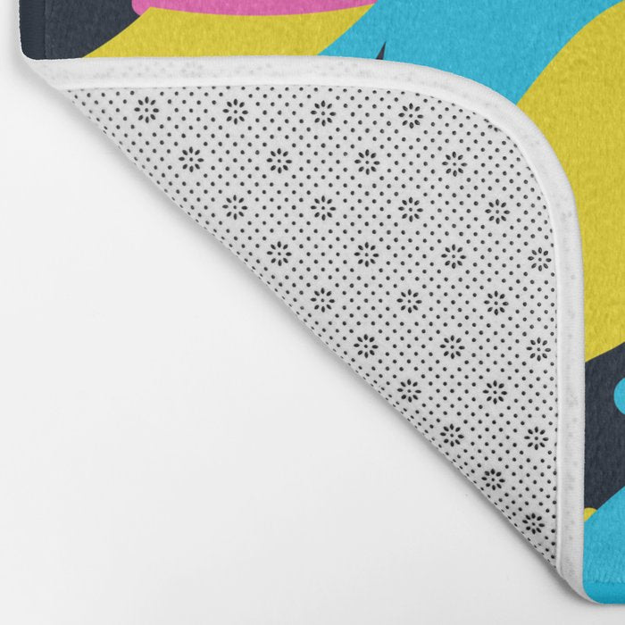 Colorful retro neon wave art pattern Bath Mat Gallery Image 2