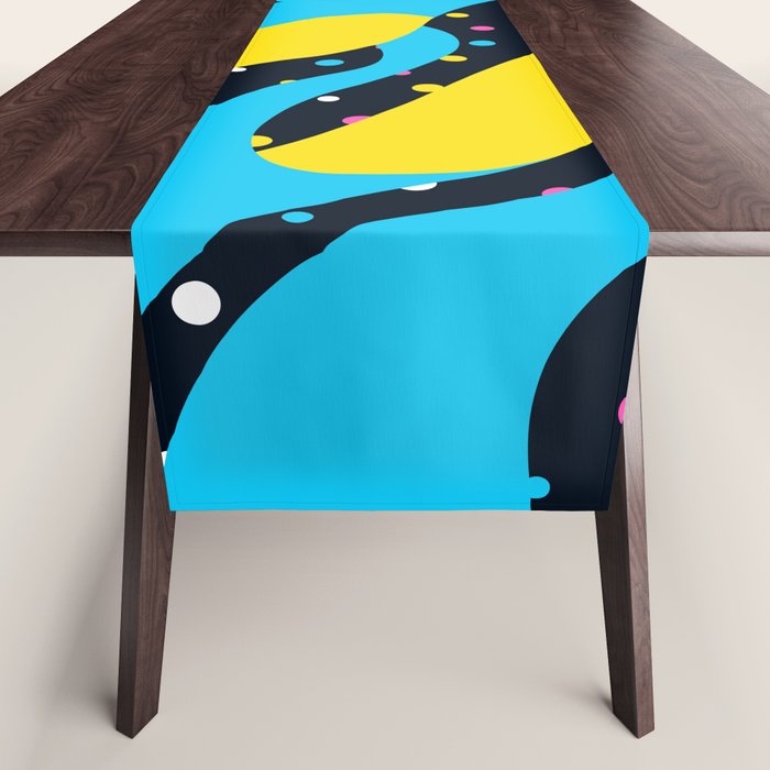 Colorful retro neon wave art pattern Table Runner Gallery Image 1