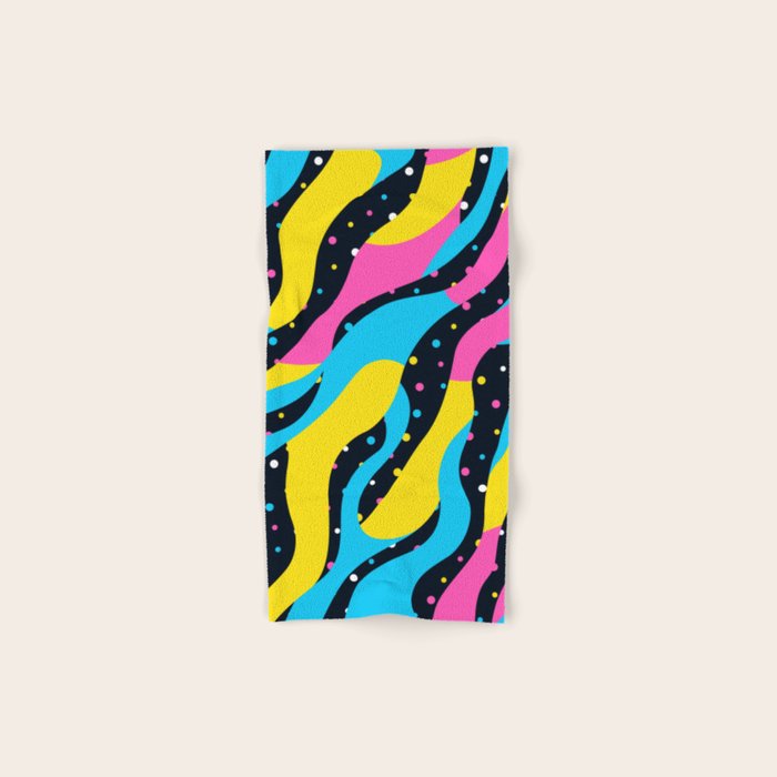 Colorful retro neon wave art pattern Bath Towel Gallery Image 1