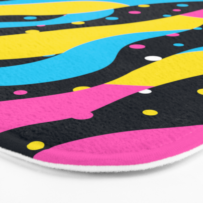 Colorful retro neon wave art pattern Bath Mat Gallery Image 3