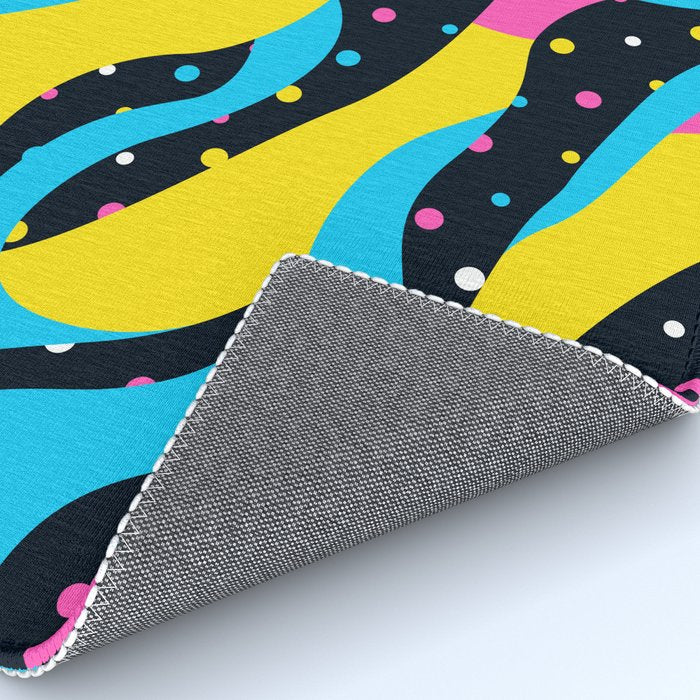 Colorful retro neon wave art pattern Rug Gallery Image 4