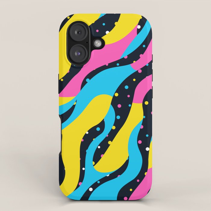 Colorful retro neon wave art pattern iPhone Case Gallery Image 1
