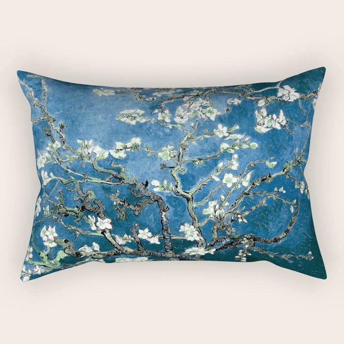 Van Gogh Almond Blossoms : Ocean Blue Art & Home Decor Rectangular Pillow Gallery Image 1