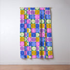 Retro Flowers Check Pattern XIV Window Curtain Gallery Image 3