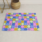Retro Flowers Check Pattern XIV Rug Gallery Image 1