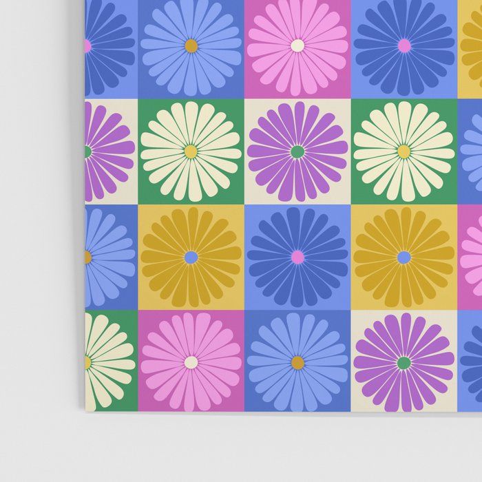Retro Flowers Check Pattern XIV Poster Gallery Image 3