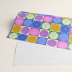 Retro Flowers Check Pattern XIV Wrapping Paper Gallery Image 2