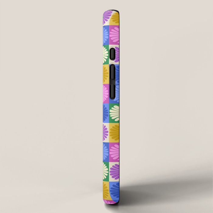 Retro Flowers Check Pattern XIV iPhone Case Gallery Image 2