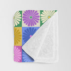 Retro Flowers Check Pattern XIV Throw Blanket Gallery Image 3