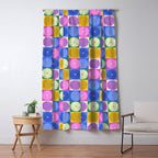 Retro Flowers Check Pattern XIV Window Curtain Gallery Image 5