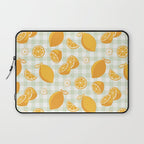 Lemons on Pastel Sage Green Gingham Laptop Sleeve Gallery Image 1