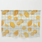 Lemons on Pastel Sage Green Gingham Wall Hanging Gallery Image 1