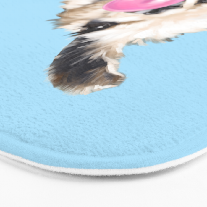 Bubble Gum Sneaky Llama in Blue Bath Mat Gallery Image 3