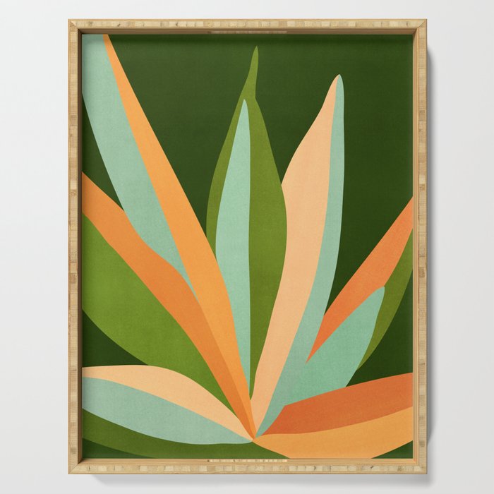 Colorful Agave Painted Cactus Illustration Serving Tray Gallery Image 1