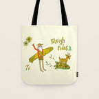 sleigh rides // surfing santa // retro surf art by surfy birdy Tote Bag Gallery Image 1