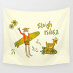sleigh rides // surfing santa // retro surf art by surfy birdy Wall Tapestry Gallery Image 4