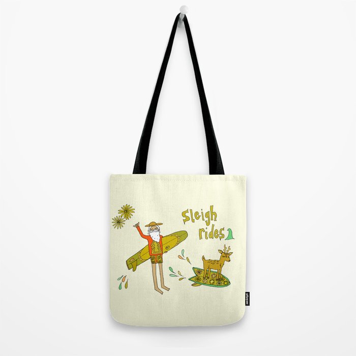 sleigh rides // surfing santa // retro surf art by surfy birdy Tote Bag Gallery Image 2