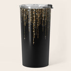 Luxury Chic Black Gold Sparkly Glitter Fringe Travel Mug Gallery Image 2
