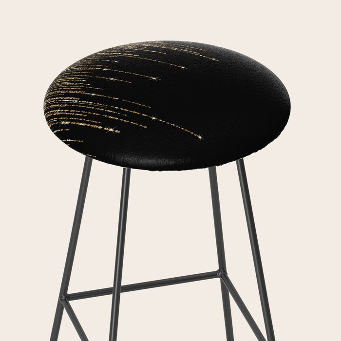 Luxury Chic Black Gold Sparkly Glitter Fringe Stool Gallery Image 2