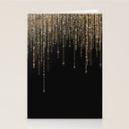 Luxury Chic Black Gold Sparkly Glitter Fringe Stationery Card Gallery Image 2